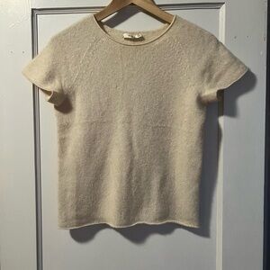 Cream Short-Sleeve Women's Sweater